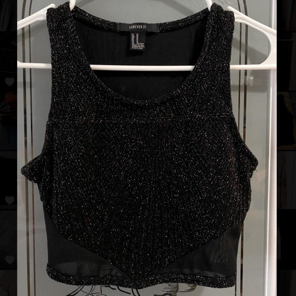Forever 21 Festival top, Size: M, Black Sparkle